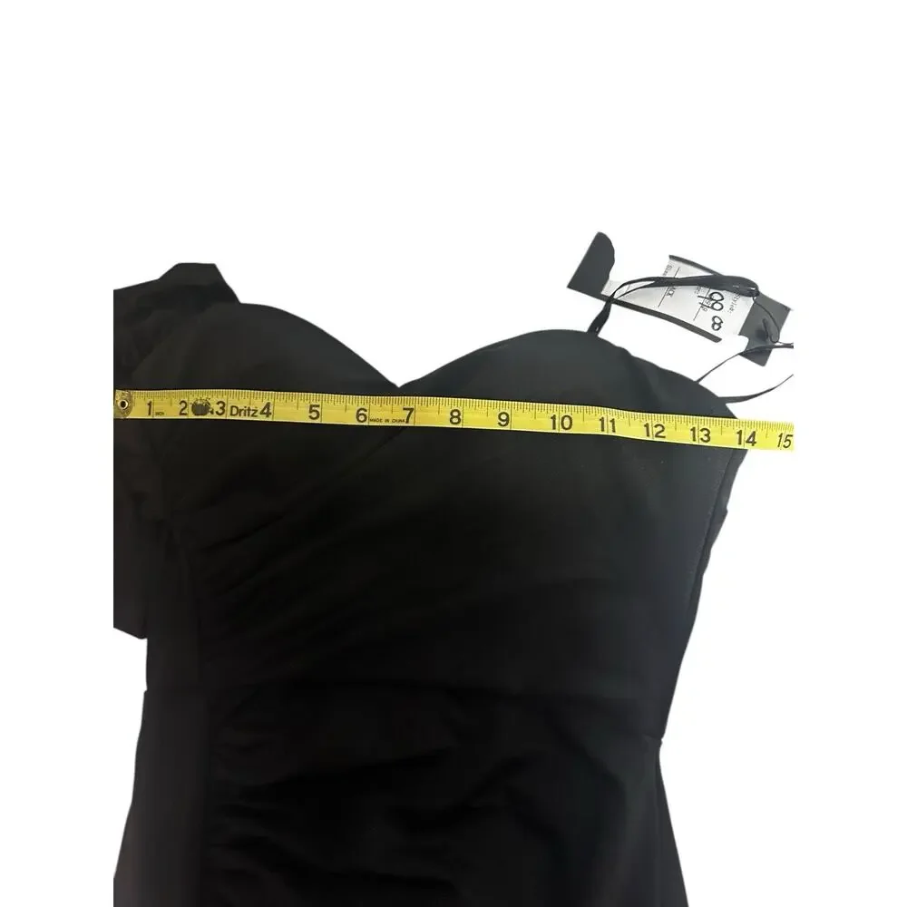 NWT Cinderella Divine Asymmetrical Neckline Bodycon Slit Black Dress Gown 2 - Picture 11 of 12